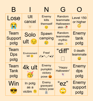 Slightly Spooky OW Bingo ᕦ(ò_óˇ)ᕤ Bingo Card