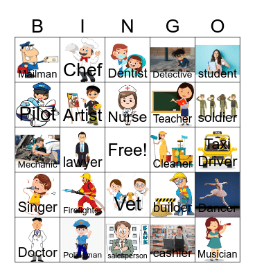 Different Types of Jobs Bingo Card