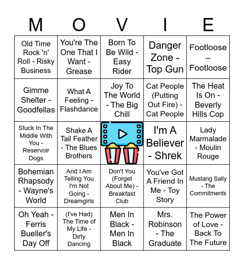 BURRELL CREEK MUSICAL MOVIE BINGO Card