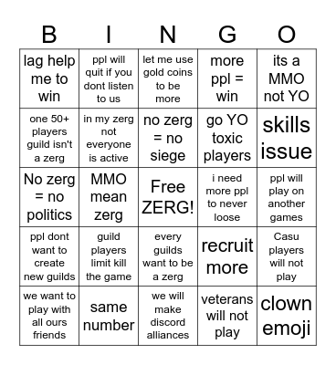 LIF Zergoloïdes Bingo Card