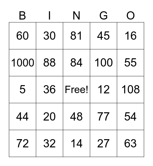 Halloween Bingo Card