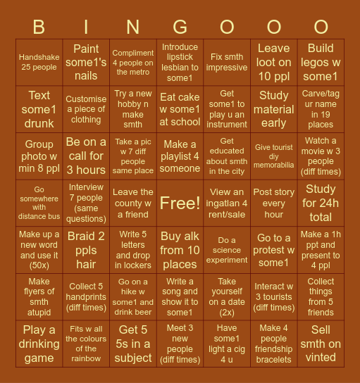 November Bingo Card