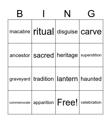 Halloween Bingo Card