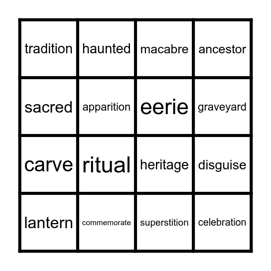 Halloween Bingo Card