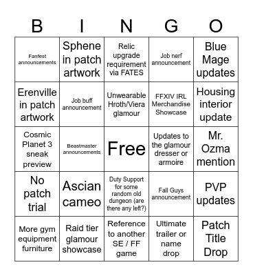 PLL 89 Special Bingo Card