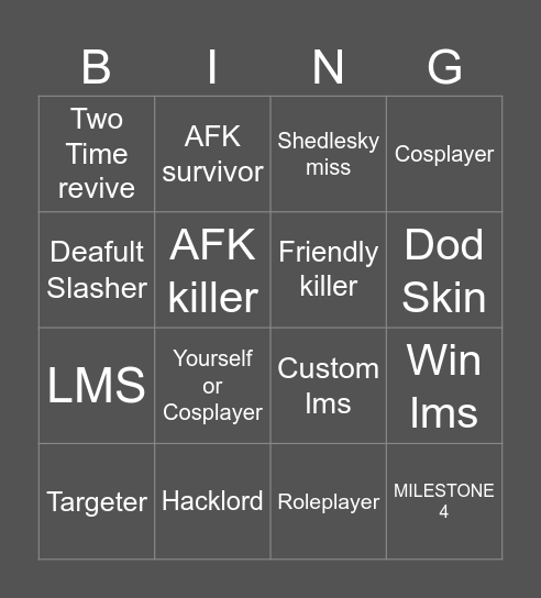Forsaken Bingo Card