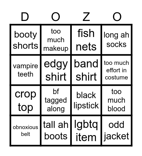 Jess Bingo Card