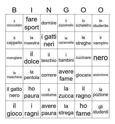 Halloween Bingo Card