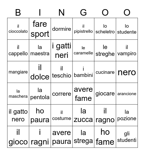 Halloween Bingo Card