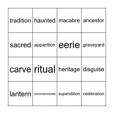 Halloween Bingo Card