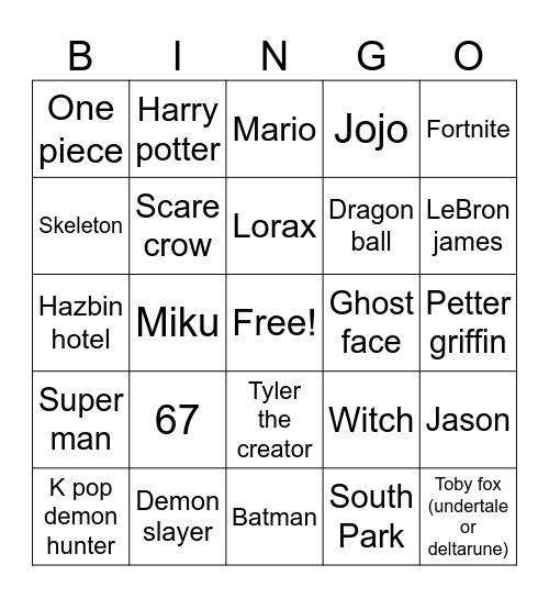 School costumes I bet im gonna see Bingo Card