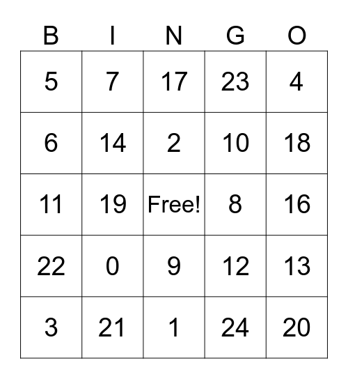 Halloween Bingo! Bingo Card