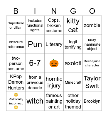 Halloween Bingo Card