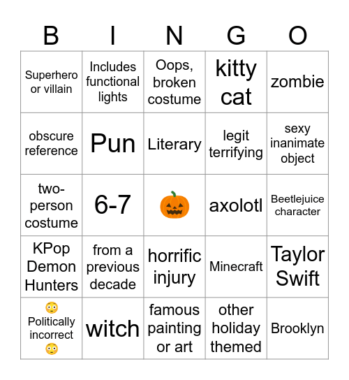 Halloween Bingo Card