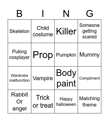 Halloween Bingo Card
