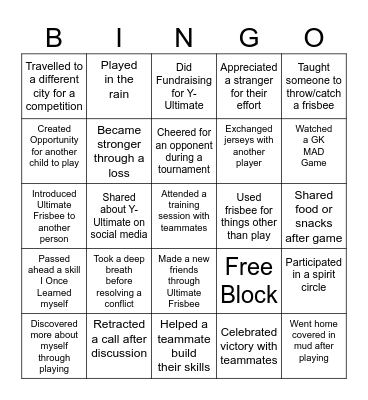 Y-Ultimate BINGO Card