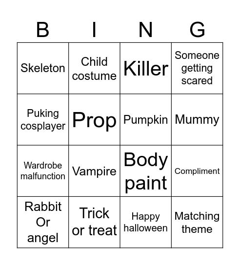 Halloween Bingo Card