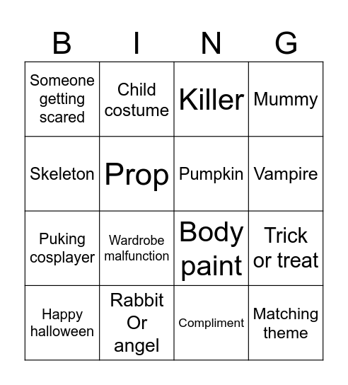 Halloween Bingo Card