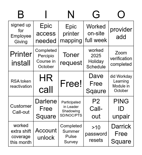 EAW Bingo Card