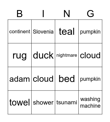 Duckies United Bingo Card