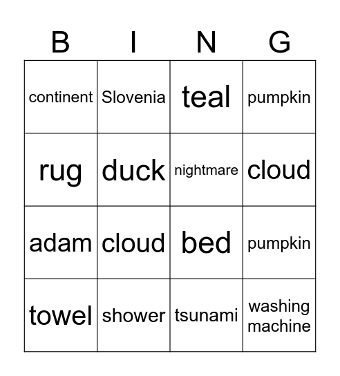 Duckies United Bingo Card