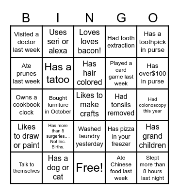 Cindy's Bingo Card