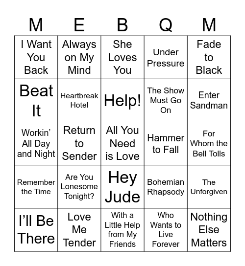 Music Classics Bingo Card