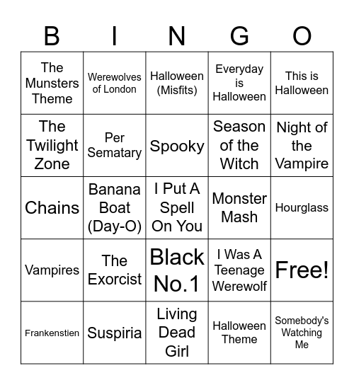 Halloween Bingo Card