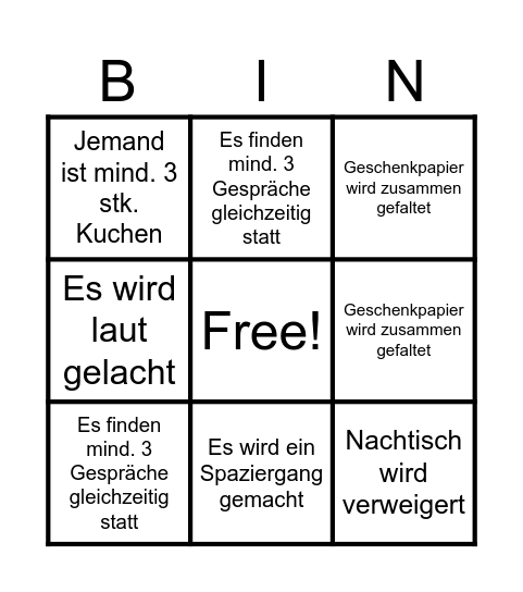 Omi´s Geburtstag Bingo Card