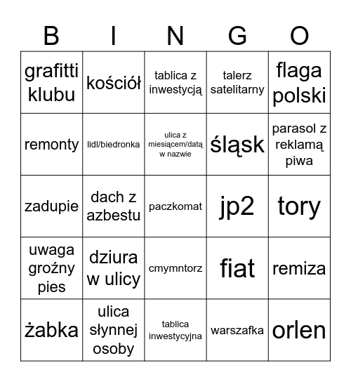 polskie bingo Card