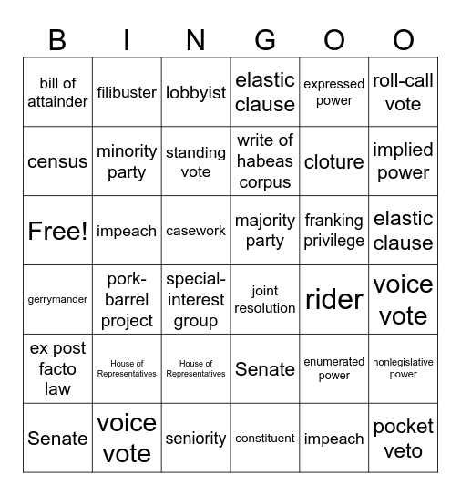 Ch. 5 Vocabulary (7th) Bingo Card