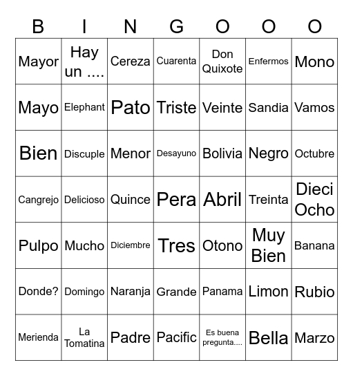 Es buena pregunta..... Bingo Card