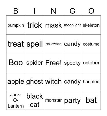 Halloween Bingo Card