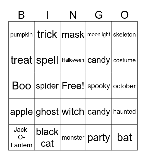 Halloween Bingo Card