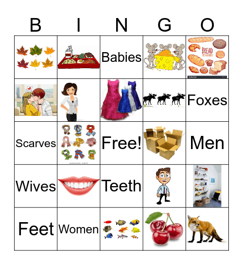 Irregular Plurals Bingo Card