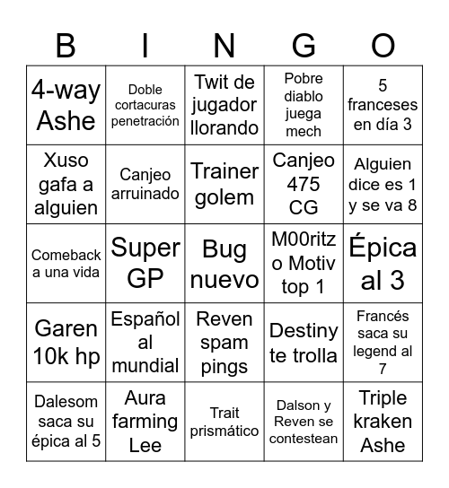 Europeo Bingo Card
