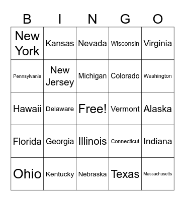 States Bingo Card