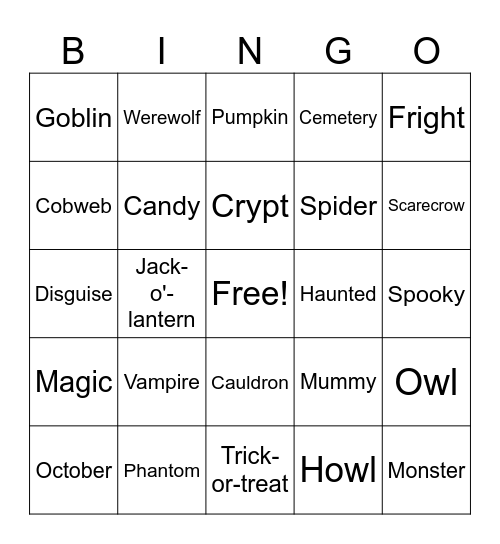 Happy Halloween Bingo Card