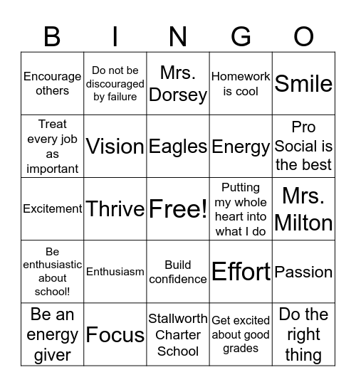 Enthusiasm Bingo Card