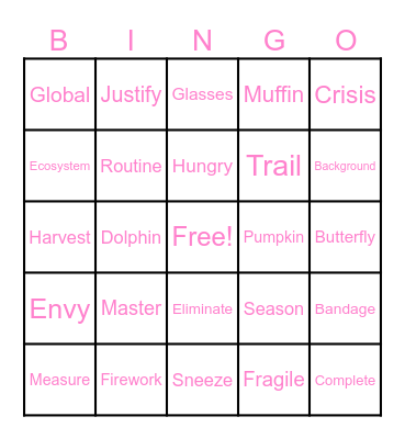 4th Grade Vocab Bingo Card