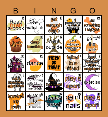 SPOOKY SELF CARE BINGO Card