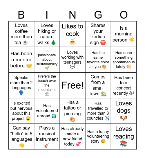 Find your people! Bingo Card