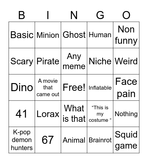 Halloween Bingo Card