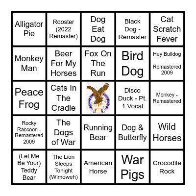ANIMAL Bingo Card