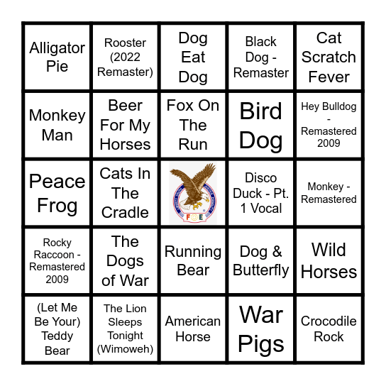 ANIMAL Bingo Card