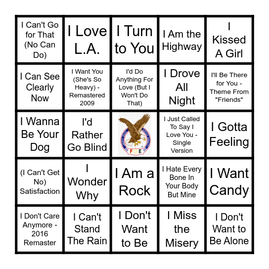 I MUSIC Bingo Card