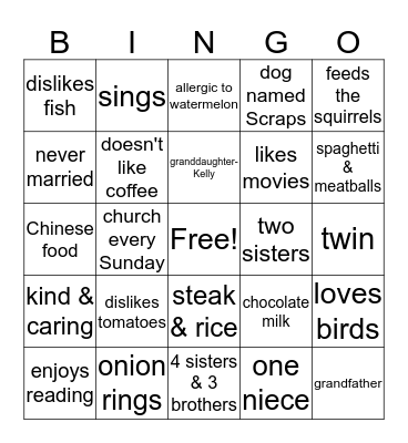 People Bingo Card