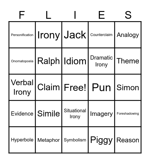 Lord of the..... Bingo Card