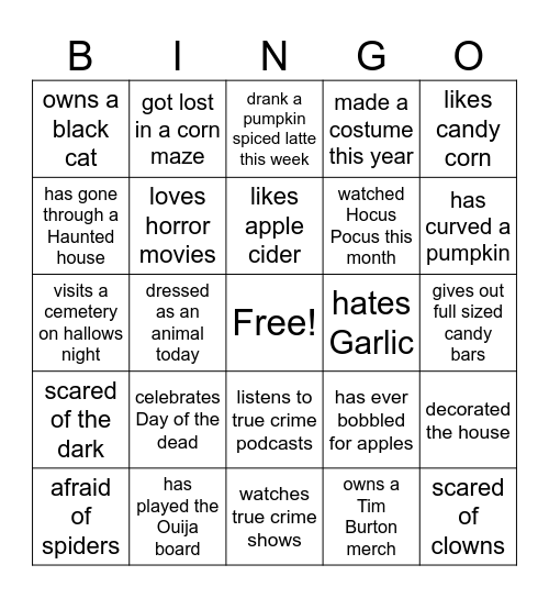 halloween Bingo Card