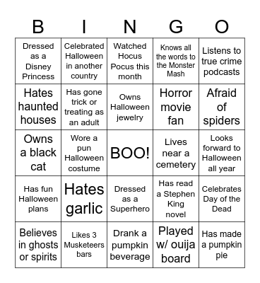 Halloween Bingo Card